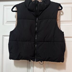 Reversible Black Tan Puffer Vest